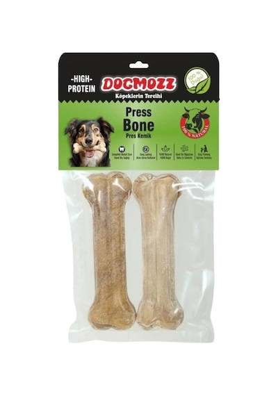 Tr Premium Deri Pres Köpek Kemiği, Naturel Kahverengi, 15 Cm, 2 Adet