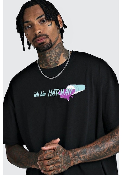 Flood Of Style Unisex Oversize Harman Bisiklet Yaka Siyah