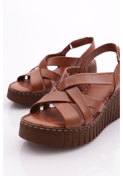 Dgn 254 Kadin Şeritli Açik Sandalet 254-2498-R2605 Taba