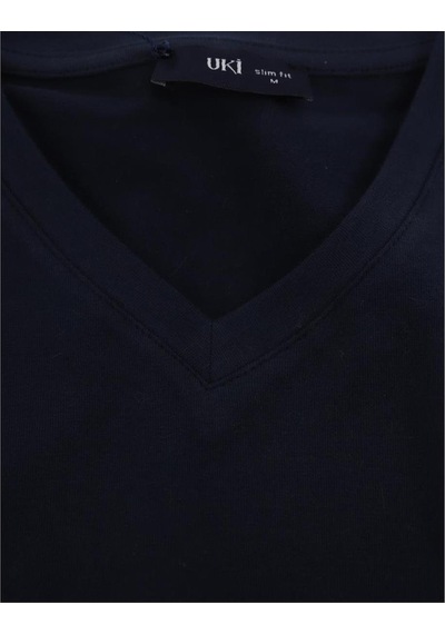 Uki Lacivert Comfort Fit V Yaka Basic T-shirt Lacivert