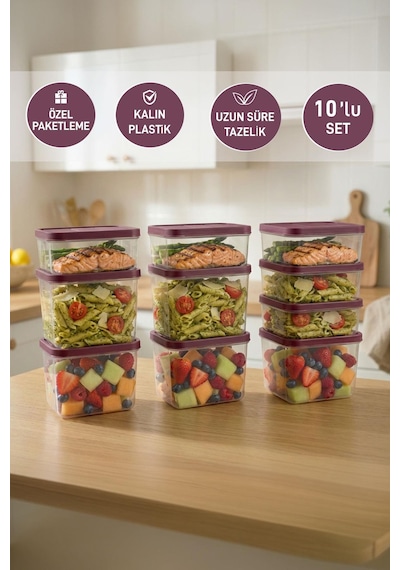 Selka Home 10'lu Yemek Taşıma Seti Mürdüm