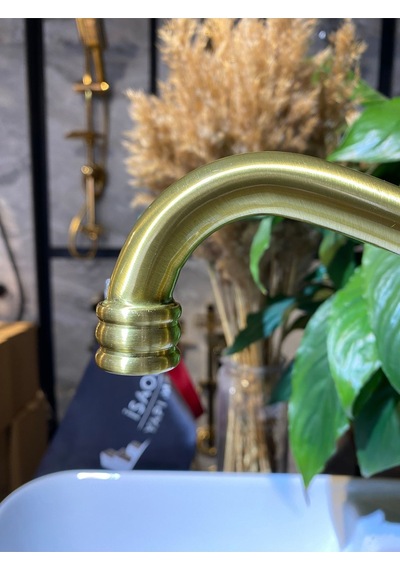 İsaoğlu Yapı Mat Gold Mutfak Bataryası Mat Gold Evye Musluğu Özel Tasarım Vintage Armatür Mat Altın Gold