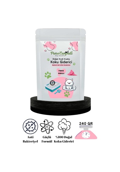 Kedi Kumu Koku Giderici- Kötü Kokuları Giderir - Doğal Koku Giderici -pudra Kokulu 240 Gr
