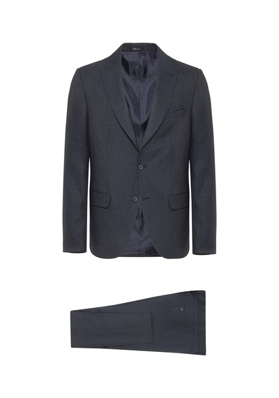 Süvari Lacivert Slim Fit Desenli Sivri Yaka 6 Drop Klasik Takım Elbise-35527 Lacivert