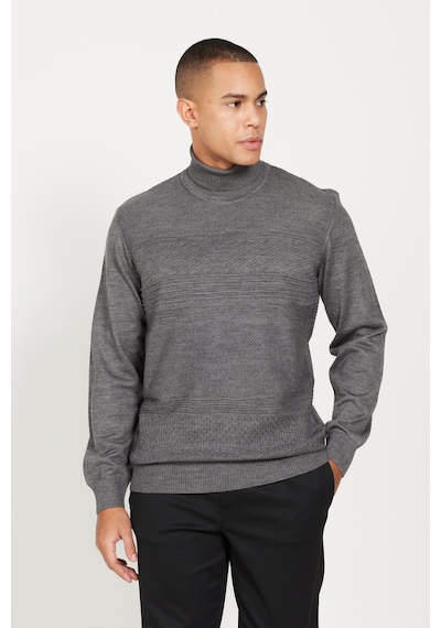 AC&Co / Altınyıldız Classics Erkek Grı Melanj Standart Fit Normal Kesim Tam Balıkçı Yaka Jakarlı Triko Kazak Gri Melanj AC&Co / Altınyıldız Classics Erkek Grı Melanj Standart Fit Normal Kesim Tam Balıkçı Yaka Jakarlı Triko Kazak Gri Melanj