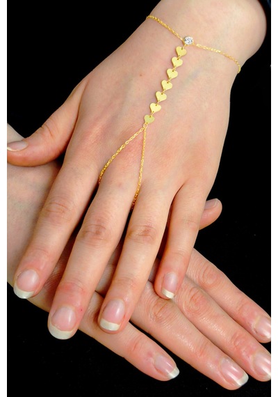 Gümüş Altın Yaldızlı Zirkon Taşlı Kalp Pullu Şahmeran Barcode Beyaz - Rose Gold