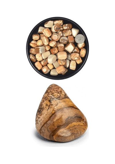 Tamburlanmış Kahverengi Jasper Taşı Doğal Taş Kütle P
