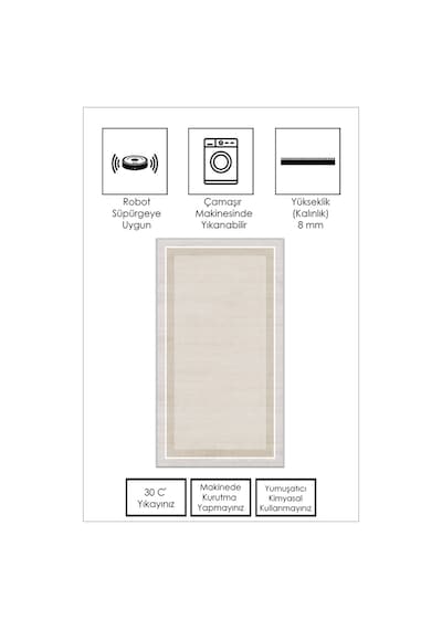 West Home Makinede Yıkanabilir Kaymaz Taban Leke Tutmaz Bej Çizgili Salon Halısı Mutfak Halısı Ve Yolluk