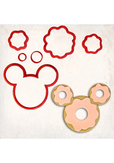 Mickey Donut Detay Kurabiye Kalıp Seti 6 Lı KIrmızı