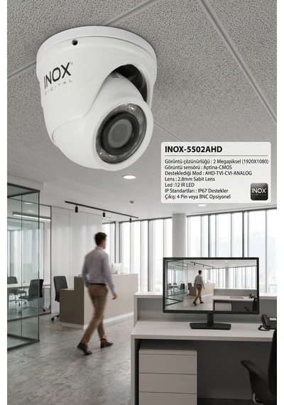 Inox-5502ahd Yüksek Çözünürlüklü Ahd Dome Güvenlik Kamerası - Ir Gece Görüşlü Estetik İç Mekan Kamerası Inox-5502ahd Yüksek Çözünürlüklü Ahd Dome Güvenlik Kamerası - Ir Gece Görüşlü Estetik İç Mekan Kamerası