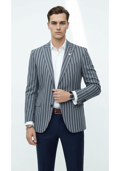 Plus Scorpion Erkek Sivri Yaka Çift Yırtmaçlı Tek Düğmeli Slim Fit Blazer Ceket Lacivert Plus Scorpion Erkek Sivri Yaka Çift Yırtmaçlı Tek Düğmeli Slim Fit Blazer Ceket Lacivert