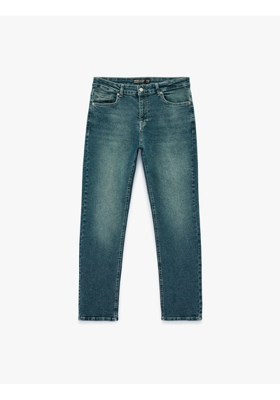 Koton Pamuklu Normal Bel Straight Fit Jean Pantolon - Mark Jean Orta İndigo 6sam40322nd