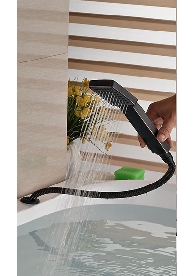 Kapadokya Style Küvet Jakuzi Lavabo Ankastre Siyah Şelale Banyo Bataryası Siyah