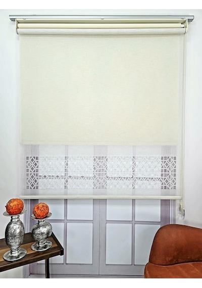 Bbb Çift Mekanizmalı Keten Lazer Kesim Tül Ve Stor Perde Mlt1050
