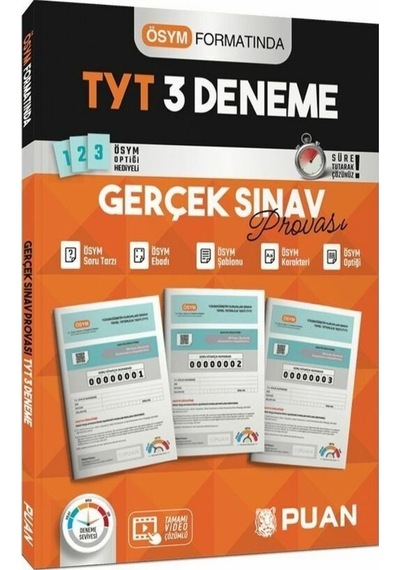 Puan Yayınları Tyt 3 Deneme Gerçek Sınav Provası