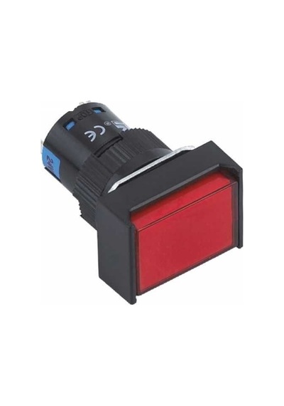 16Mm Mavi Kalıcı Buton Ledli 5P (Diktörtgen) On-Off 10V-30V