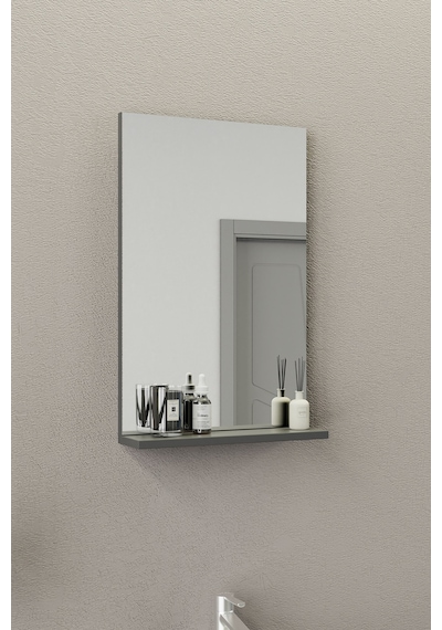 Biani Fix Arya Slım 50 Cm Banyo Dolabı,Seramik Lavabolu, Aynalı,Lavabo Dahil,Mdf,Mat Gri