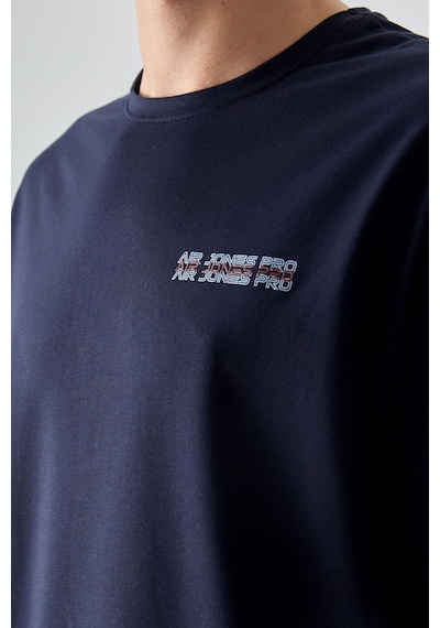 Air Jones Tommy Life Lacivert Pamuklu Kalın Yumuşak Dokulu Oversize Fit Baskılı Erkek T-shirt - 88375 Lacivert