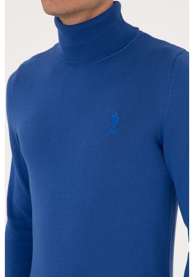 U.S. Polo Assn. Erkek Slim Fit Boğazlı Yaka Saks Basic Kazak 50288884-VR045