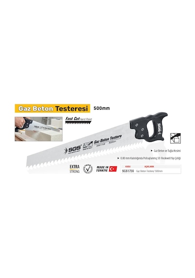 Sgs Çelik Gaz Beton Tuğla Briket Testeresi 500 Mm.