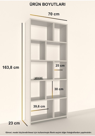 Cordoba 5 Raflı 10 Bölmeli Kitaplık Dekoratif Modern Kitaplık Antrasit