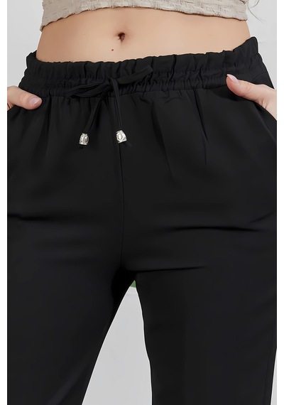 Fuval Moda Kadın Beli Lastikli Cepli Havuç Pantolon Siyah - 836340442 Siyah