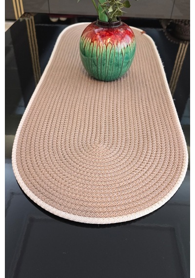 Masa Sehpa Televizyon Ünitesi İçin Dekoratif Runner 35x100 Cm Vizon