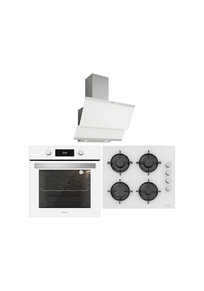 Silverline BO6504W01 - CS5349W01 - 3420 Classy 60 Beyaz Cam Ankastre Set