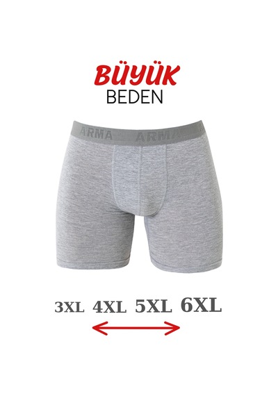 Arma Yıldız Gri - Siyah 10'lu Paket Büyük Beden Erkek Boxer Pamuklu Likralı-çok Renkli