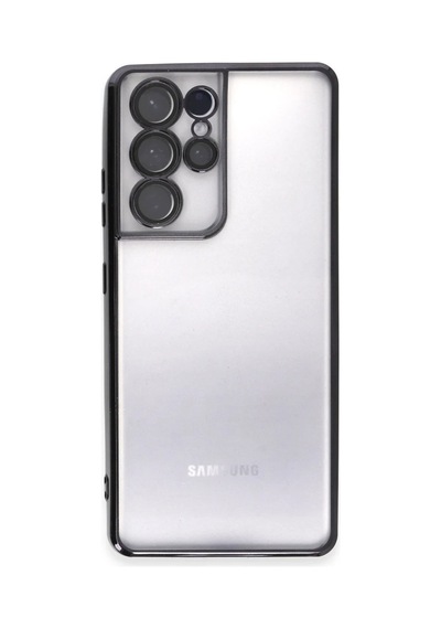 Samsung Uyumlu Galaxy S21 Ultra Kılıf Razer Lensli Silikon - Siyah 0.2M-Çok Renkli