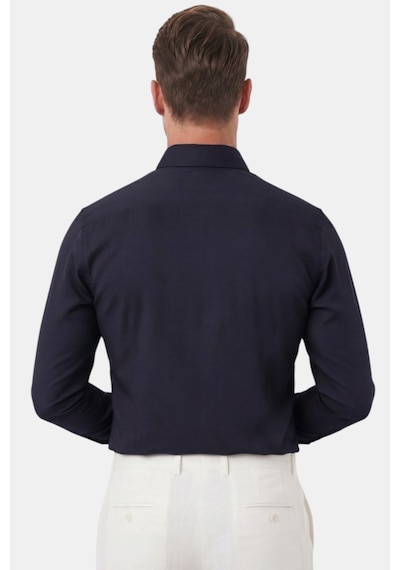Rizzup Lacivert Slim Fit Kolay Ütülenebilir Açık Dik Yaka Likralı Erkek Gömlek 2602615