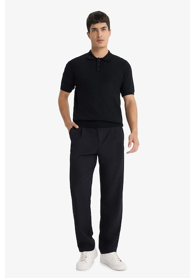 Defacto Standart Fit Polo Yaka Triko Kısa Kollu Tişört F4947ax25aubk27 SIYAH