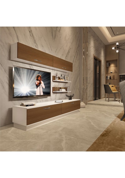 Decoraktiv Eko 5b Slm Std Tv Ünitesi Tv Sehpası Beyaz - Ceviz