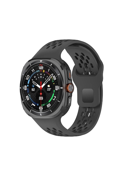 Galaxy Uyumlu Watch Ultra 47mm Zore Krd-119 Delikli Tasarım Silikon Kordon-siyah