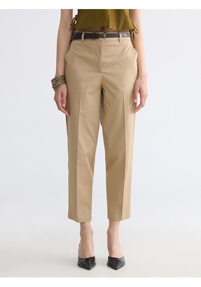 Lcwaıkıkı Classic Bej Beli Kemerli Gabardin Kadın Pantolon