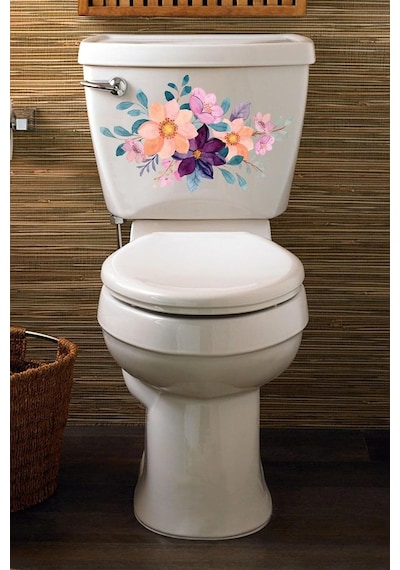 Tr Sulu Boya Çiçekler Klozet Dolap Ve Banyo Sticker Diğer