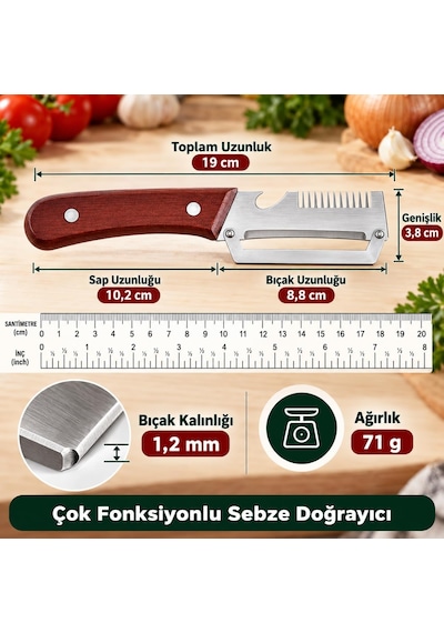 5 İ 1 Arada Çok Fonksiyonlu Sebze Ve Meyve Soyacağı Paslanmaz Çelik Kesme, Soyma, Rendeleme, Dilimleme Ve Açma Mutfak Aparatı Keskin Bıçak Versiyonu