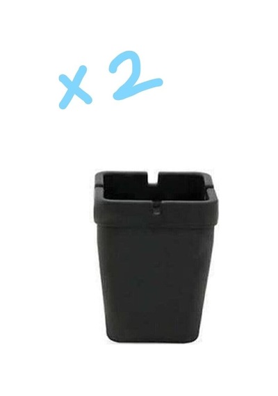 2 Adet Kokusuz Plastik Küllük Kül Tabağı Kültabağı Plastik Siyah Kare