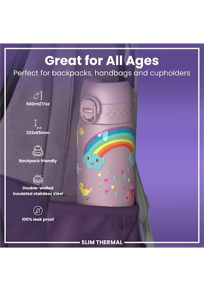 İnce Su Termosu - Unicorn - 500 Ml - Sızdırmaz Çok Renkli
