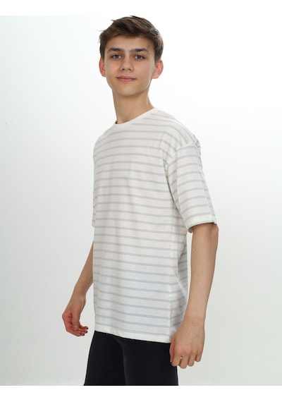Toontoy Kids Toontoy Unisex Çocuk Çizgili Tişört Yeşil