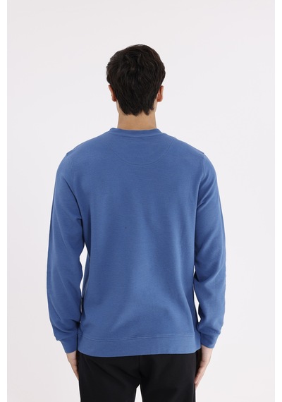 Rowinger Yatay Dokulu Ottoman Yüzey Tonal Logo Detaylı Bisiklet Yaka Standart Kalıp Sweatshirt İndigo Rowinger Yatay Dokulu Ottoman Yüzey Tonal Logo Detaylı Bisiklet Yaka Standart Kalıp Sweatshirt İndigo