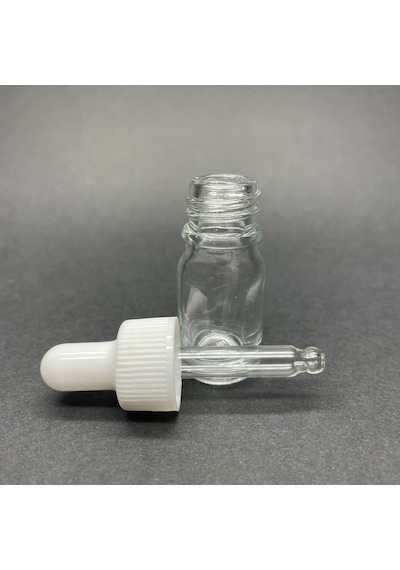 Saydam Cam Damlalıklı Şişe Beyaz Kapak  5 ML
