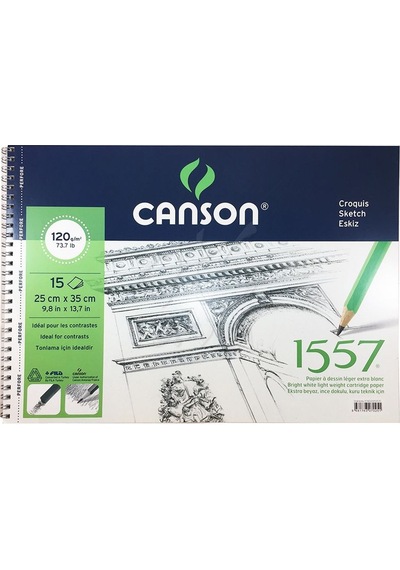 Canson 1557 Eskiz Defteri Spiralli 120G 15 Yaprak 25X35 Cm