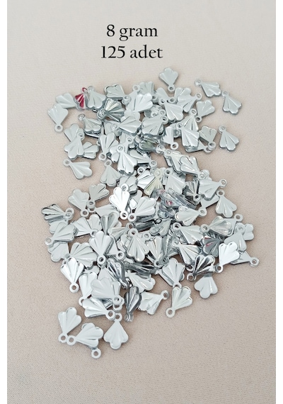 Oya Abiye Bileklik Kolye Pleksi Metalik Plastik Pul Gümüş Renk 8 Gram 125 Adet - Bnc527