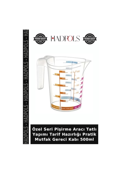 Özel Seri Pişirme Aracı Tatlı Yapımı Tarif Hazırlığı Pratik Mutfak Gereci Kabı 500ml Şeffaf