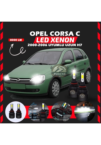 Opel Corsa C 2000-2006 Uzun Far Uyumlu Şimşek Etkilii Led Xenon Light Series H7