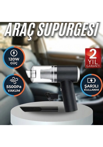 Şarjlı Mini Araç Süpürgesi 120w 5500pa Vakum Güçlü Çok Fonksiyonlu El Tipi Vakum