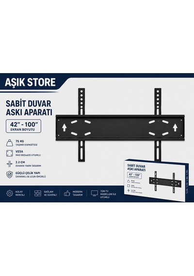 Sabit Tv Askı Aparatı 42 100" Vesa 800 600 75 Kg