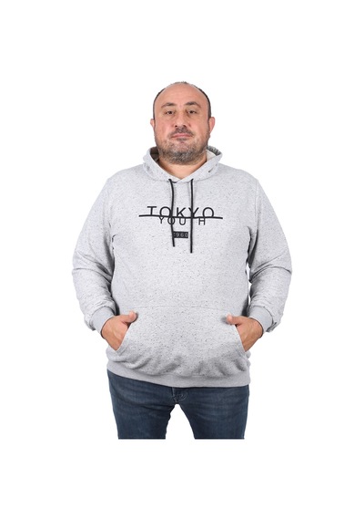 Moc Grande Mocgrande Büyük Beden Erkek Sweat Kapüsonlu Tokyo 22702 Grı Gri