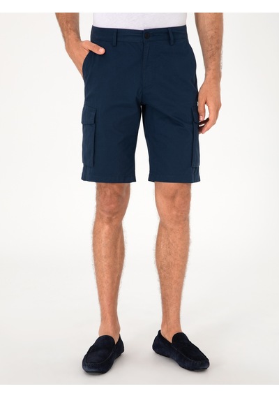 Cacharel Lacivert Comfort Fit %100 Pamuk Bermuda Şort